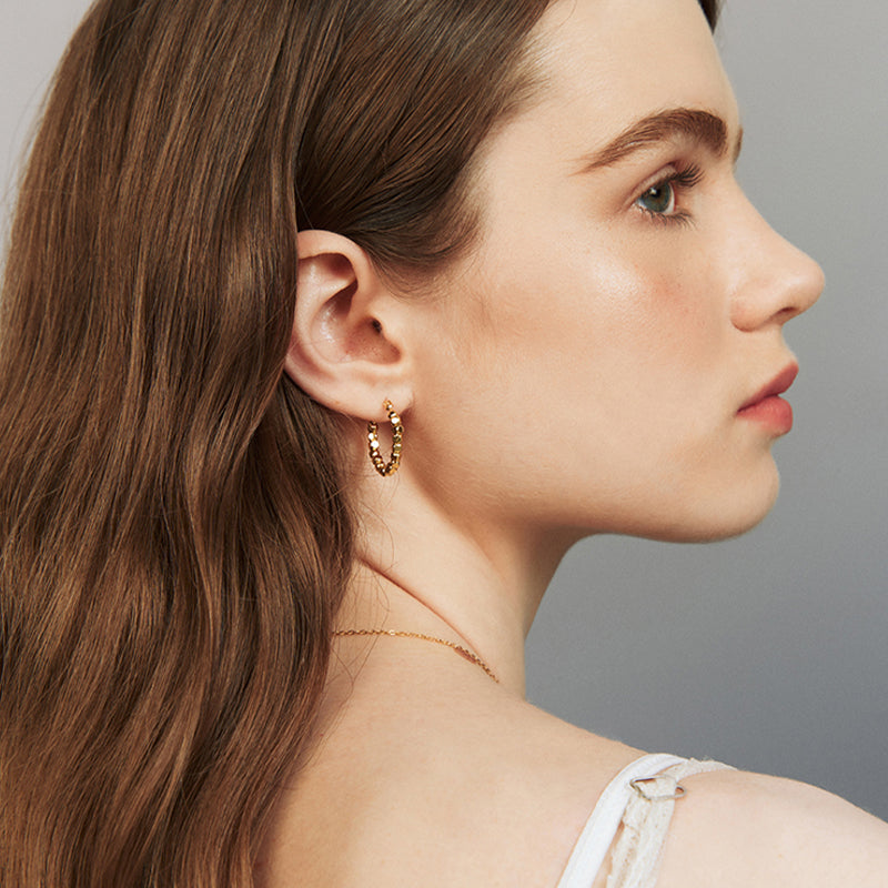 Golden Cube Earrings — product and styling view 3