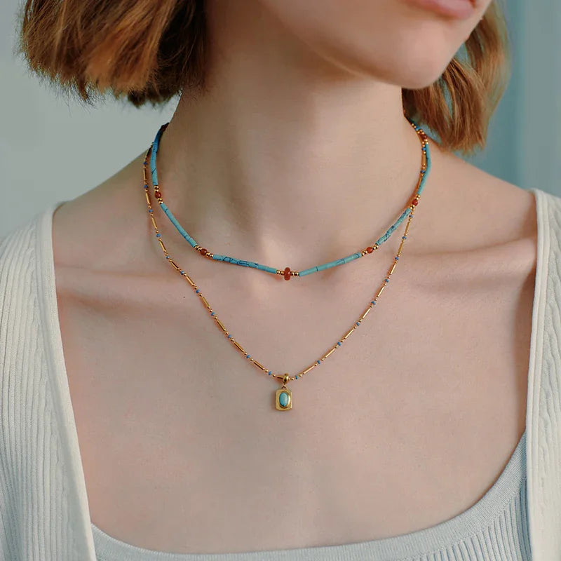 Azure Turquoise Necklace Set — product and styling view 3