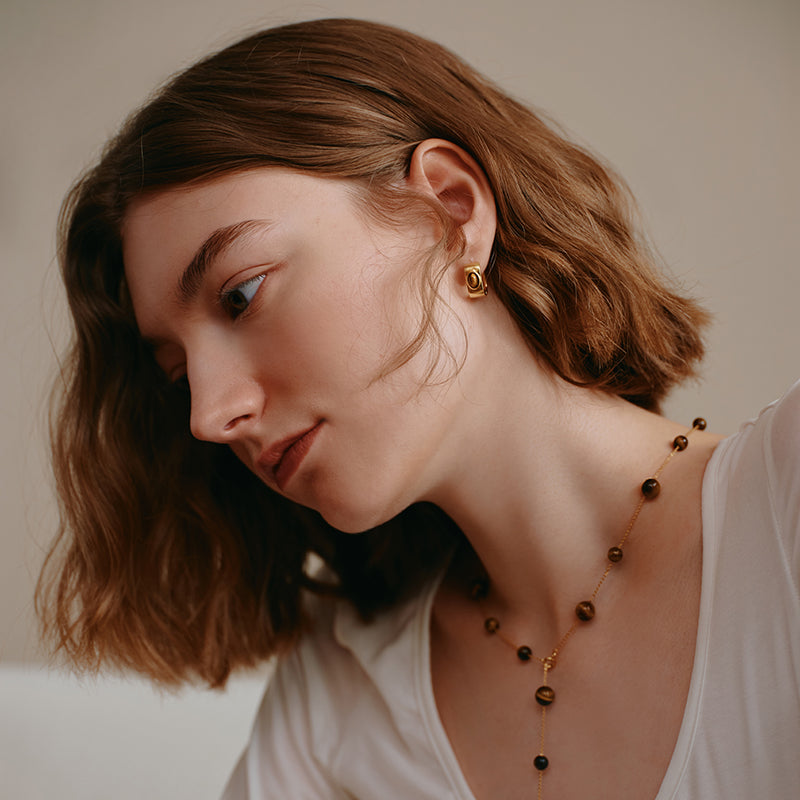 Dawn Gold Hoops — product and styling view 6