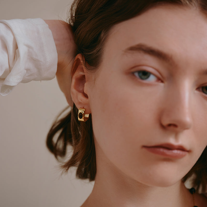 Dawn Gold Hoops — product and styling view 9
