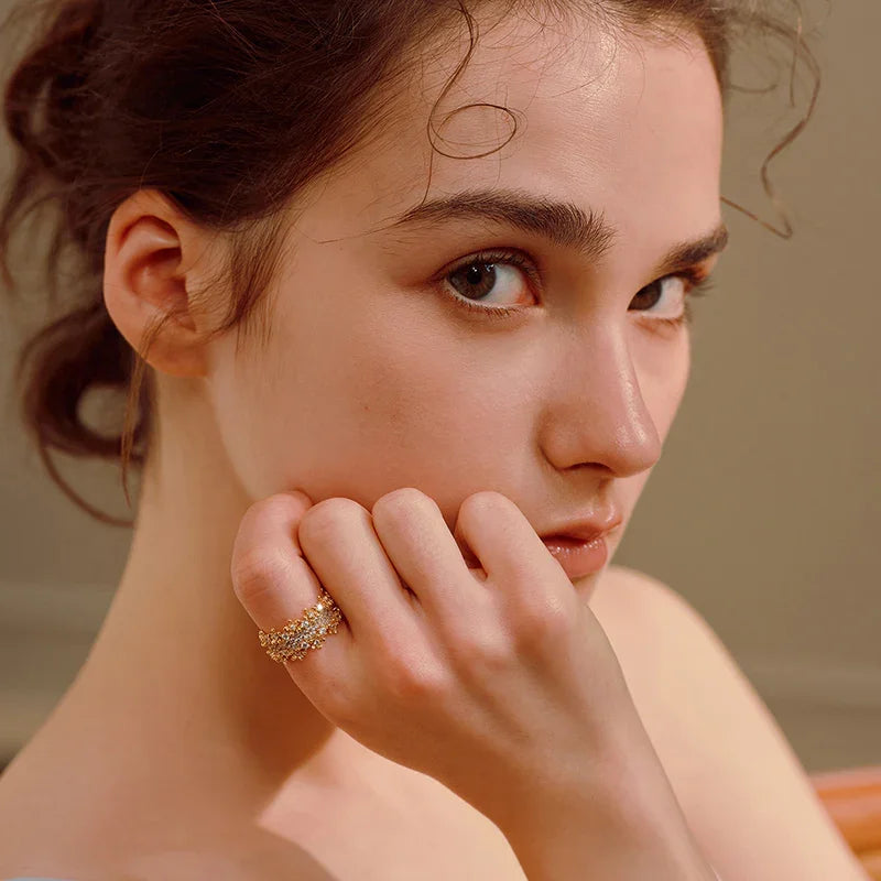 Gilded Floral Ring — product and styling view 3