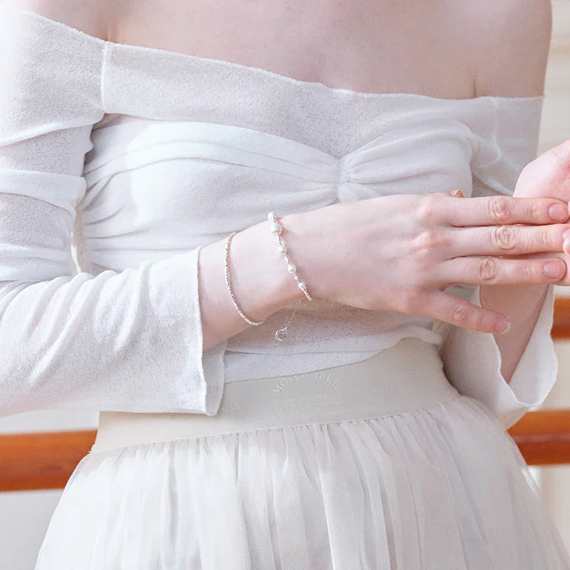 Layered Crushed Silver Bracelet — product and styling view 2