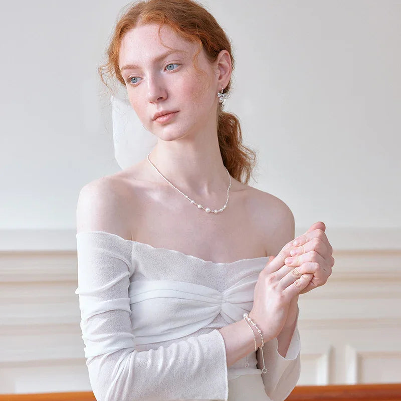 Layered Crushed Silver Bracelet — product and styling view 3